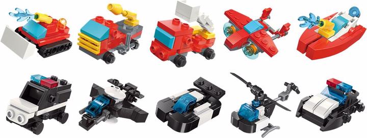 Actual product image Qman 10 mini sets each 3-in-1 fire brigade and SWAT team