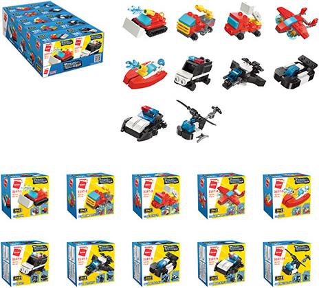 Actual product image Qman 10 mini sets each 3-in-1 fire brigade and SWAT team