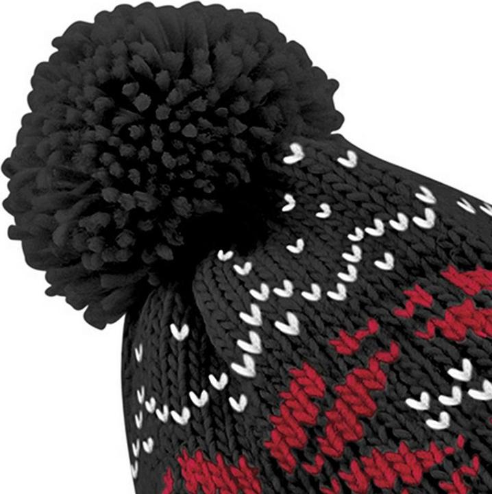 Produktbild Beechfield Strickmütze Mit Bommel Schneeflockenmuster (One Size)