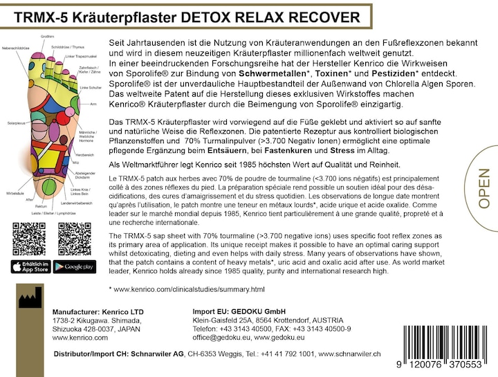 Image du produit Kenrico Kräuterpflaster TRMX-5 Detox, Relax, Recover (Sparadraps pour les pieds, 558.25 ml)