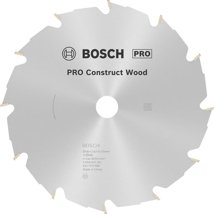 Produktbild Bosch Professional Zubehör PRO Construct Wood Kreissägeblatt, 190 x 2,6 x 20 mm