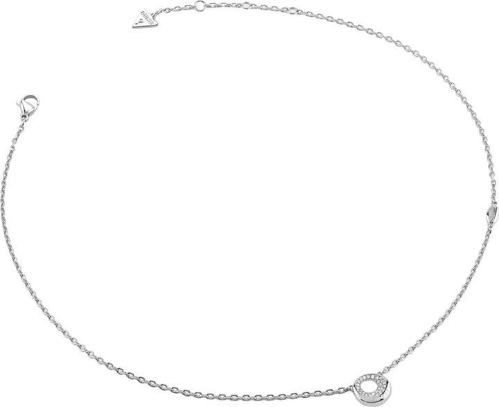 Actual product image Guess Moon Drops 16-18" Coin Pave Necklace (Glass, Stainless steel)