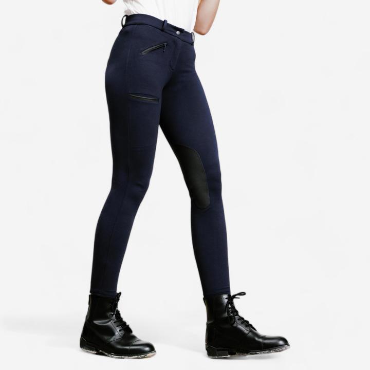 Actual product image Fouganza Ladies breeches knee patches - 140 navy blue (140)