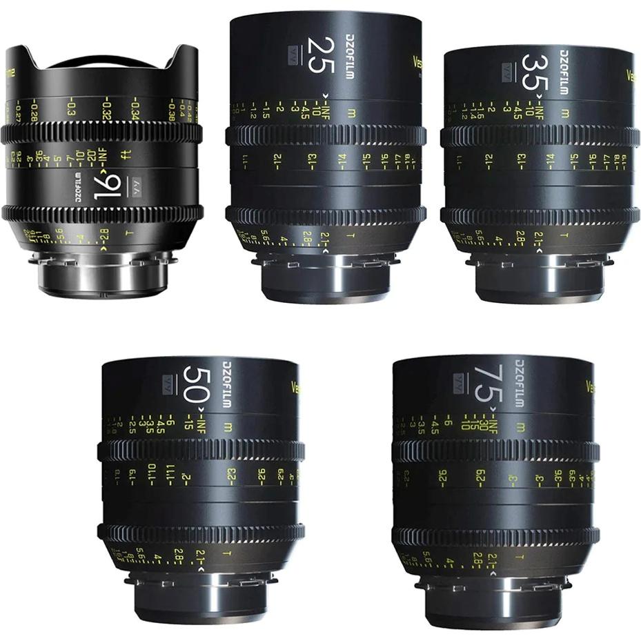 Dzofilm Vespid Prime 5-lens Kit V2-16/25/35/50/75mm with case (PL+EF) (L-mount, Full frame), Obiettivo
