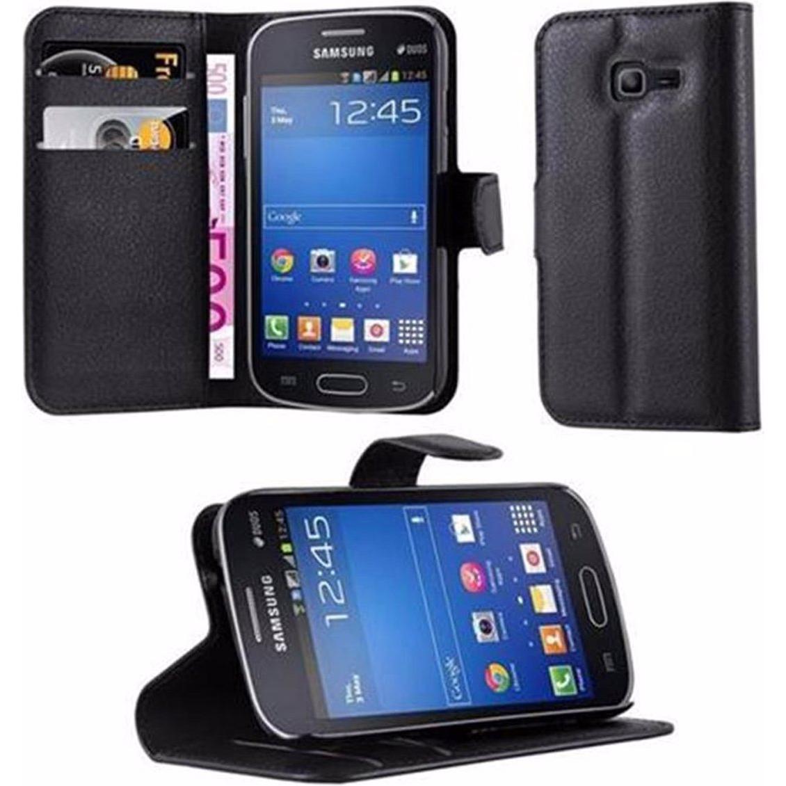 Cadorabo Book mit Standfunktion Cover (Samsung Galaxy Star Pro), Smartphone Hülle, Schwarz