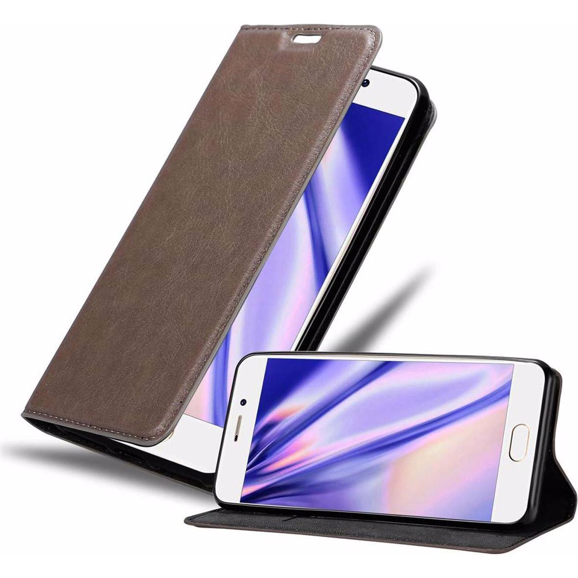 Cadorabo Book Invisible Magnet Cover (Meizu Pro 7), Smartphone Hülle, Braun