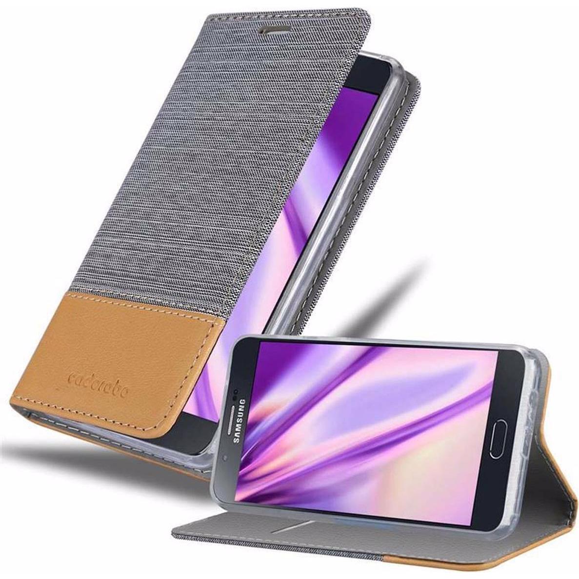 Cadorabo Book Jeans Optik Cover (Samsung Galaxy A8 (2018)), Smartphone Hülle, Grau