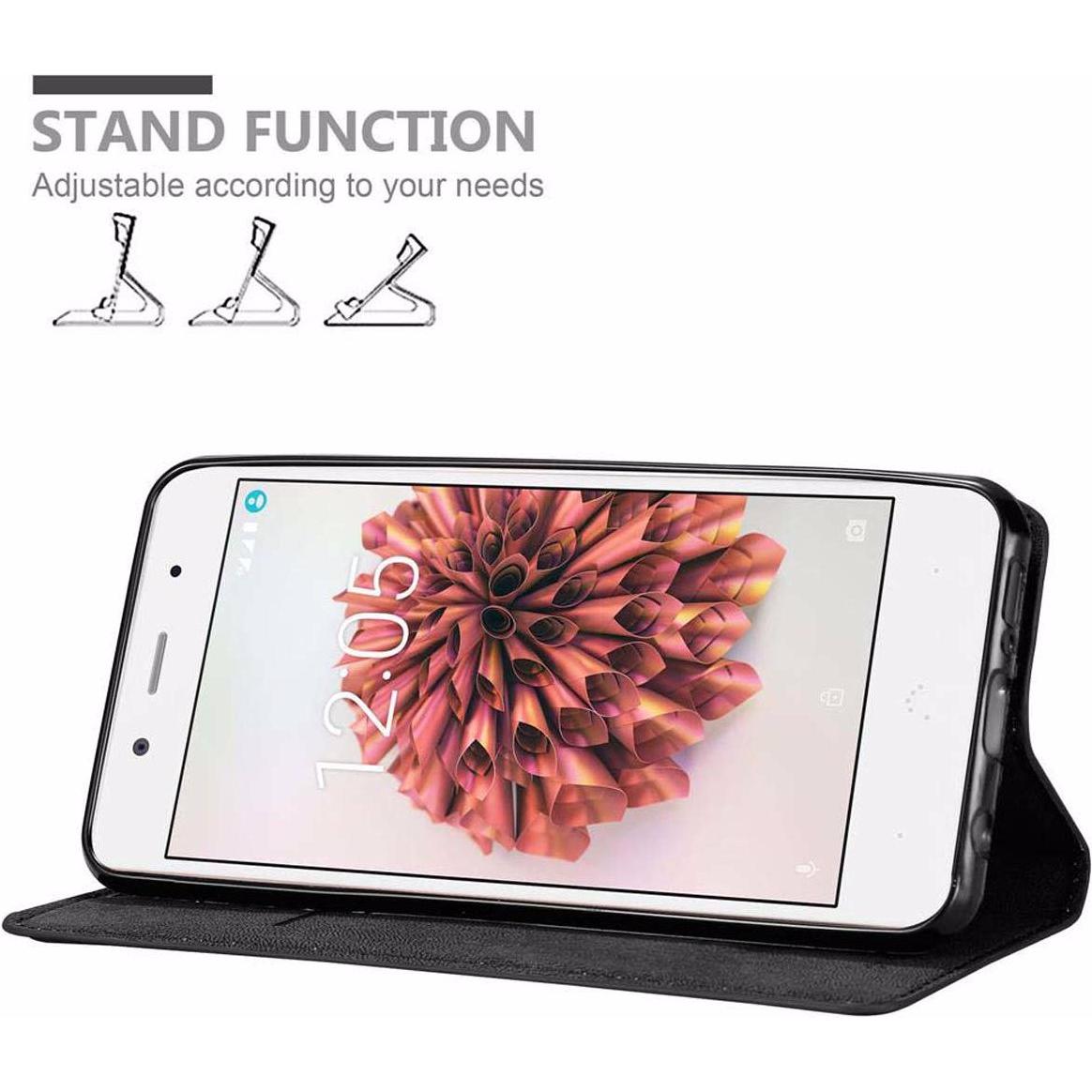 Thumbnail - Cadorabo Book Invisible Magnet Cover (BQ Aquaris X5 Plus), Smartphone Hülle, Schwarz