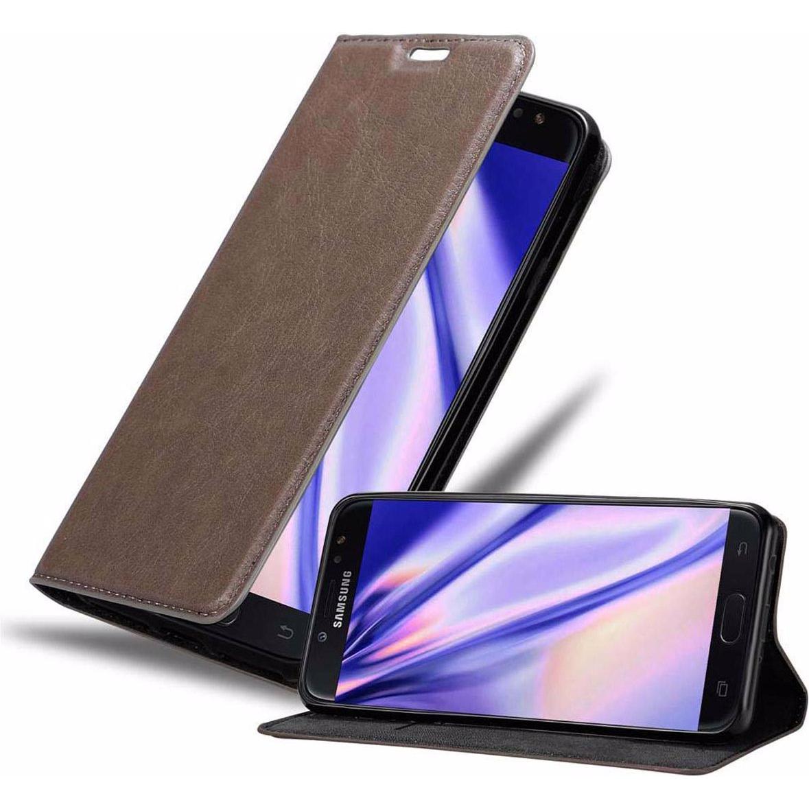 Cadorabo Book Invisible Magnet Cover (Samsung Galaxy J7 2018), Smartphone Hülle, Braun