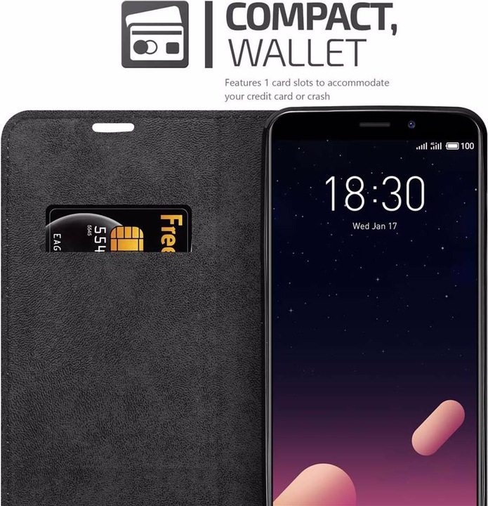 Actual product image Cadorabo Book Invisible Magnet Cover (Meizu M6s)