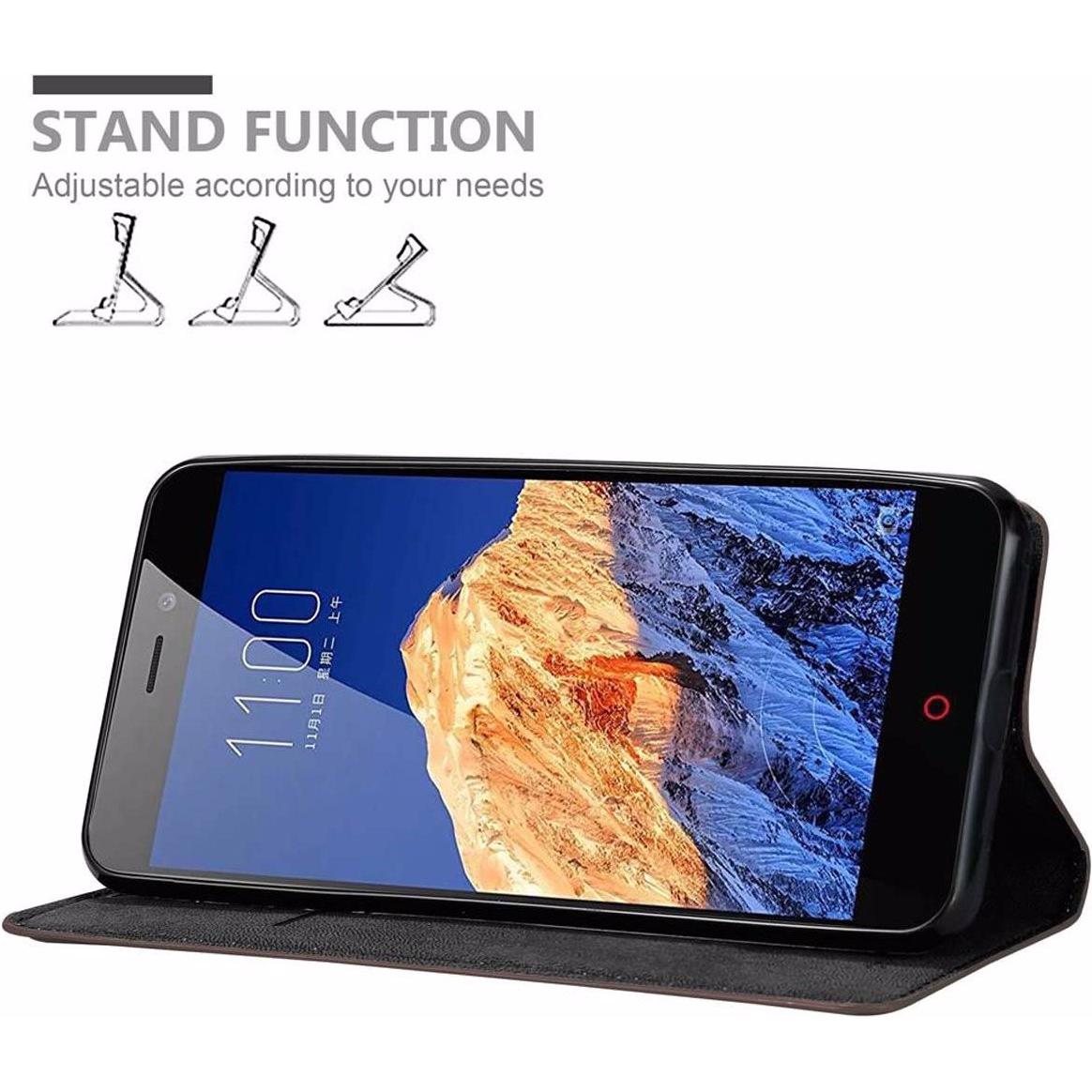 Thumbnail - Cadorabo Book Invisible Magnet Cover (ZTE Nubia N1), Smartphone Hülle, Braun