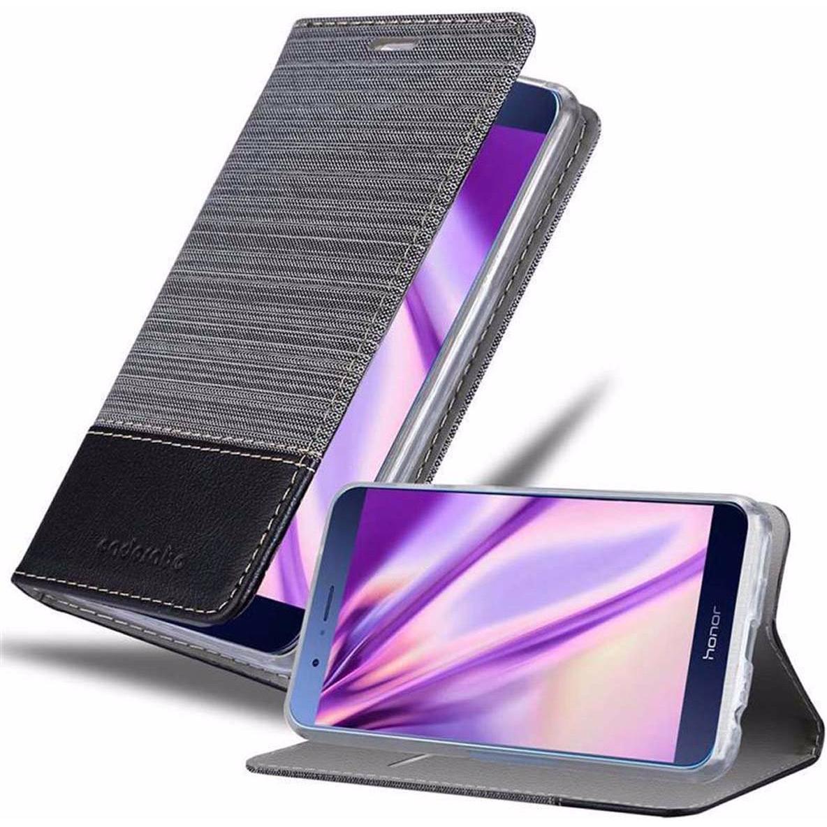 Cadorabo Book Jeans Optik Cover (Vivo V9), Smartphone Hülle, Grau
