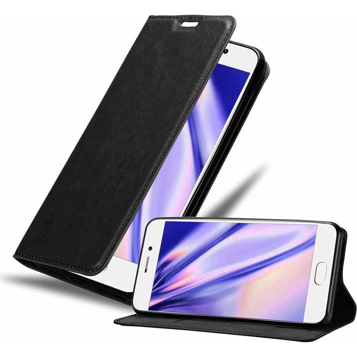 Cadorabo Book Invisible Magnet Cover (Meizu Pro 7), Smartphone Hülle, Schwarz