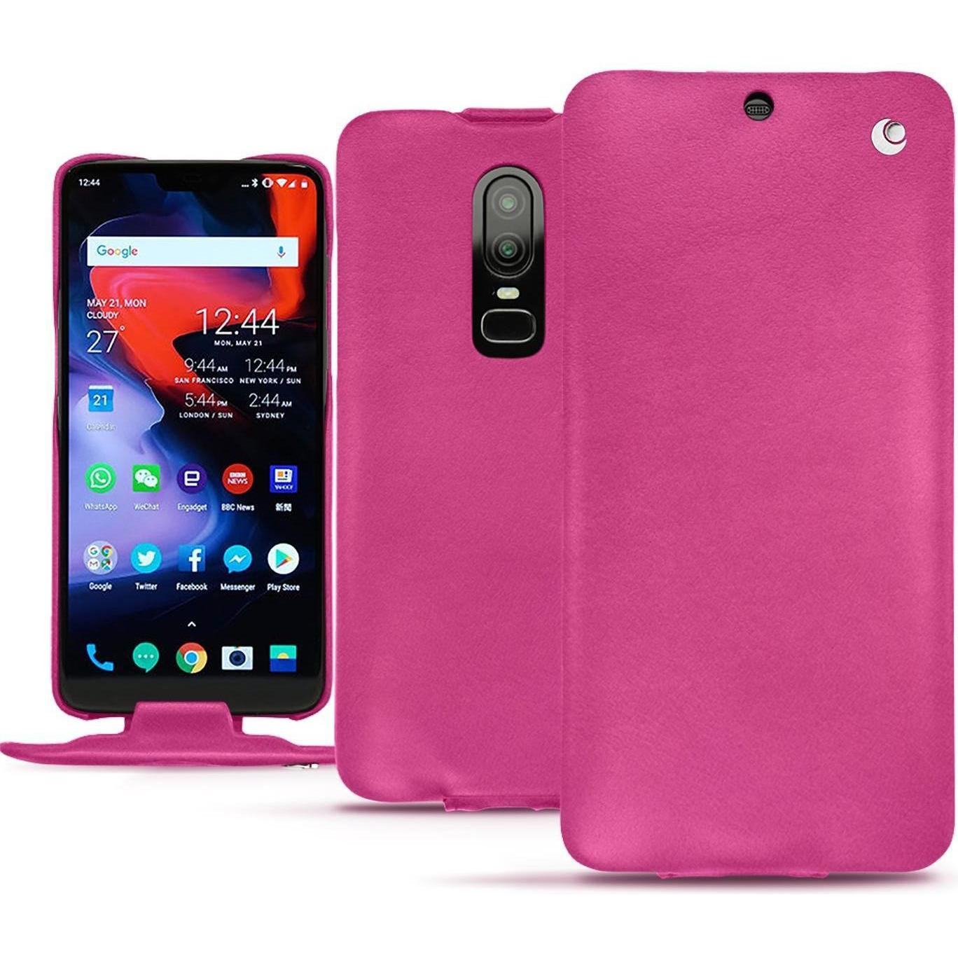 Noreve Lederschutzhülle vertikal (OnePlus 6), Smartphone Hülle, Rosa