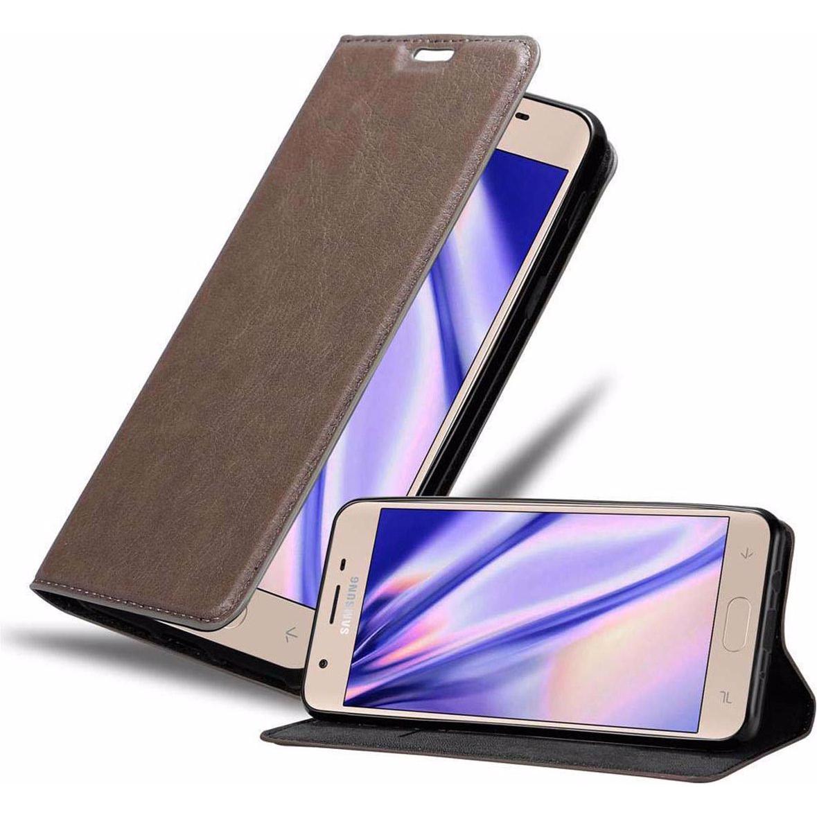 Cadorabo Book Invisible Magnet Cover (Samsung Galaxy J3 (2018)), Smartphone Hülle, Braun