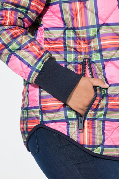 Immagine prodotto Laurasøn Giacca a quadri con trapuntatura doppia, collo alto e zip a cursore doppio (48)