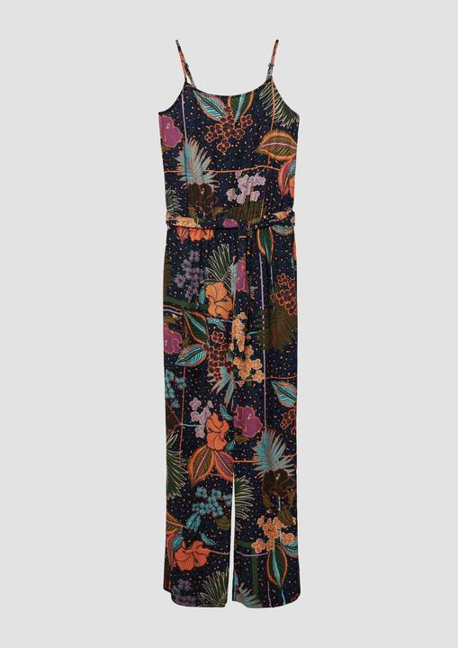 Actual product image S.Oliver Overall Gemusterter Jumpsuit aus satinierter Viskose mit Bindegürtel (170)