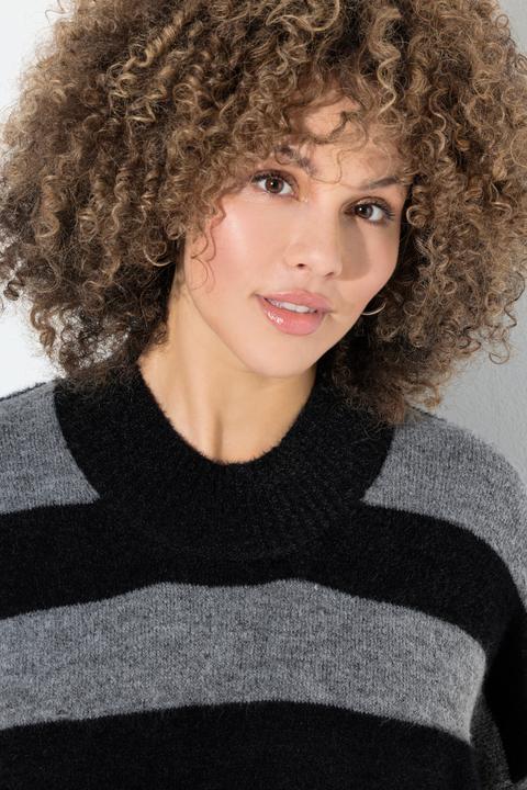 Produktbild Ulla Popken Pullover, Streifen, Stehkragen, Langarm, kuschelweich (62)