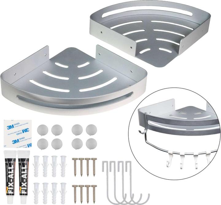 Intirilife Shower tray with 2 hooks for drilling or gluing