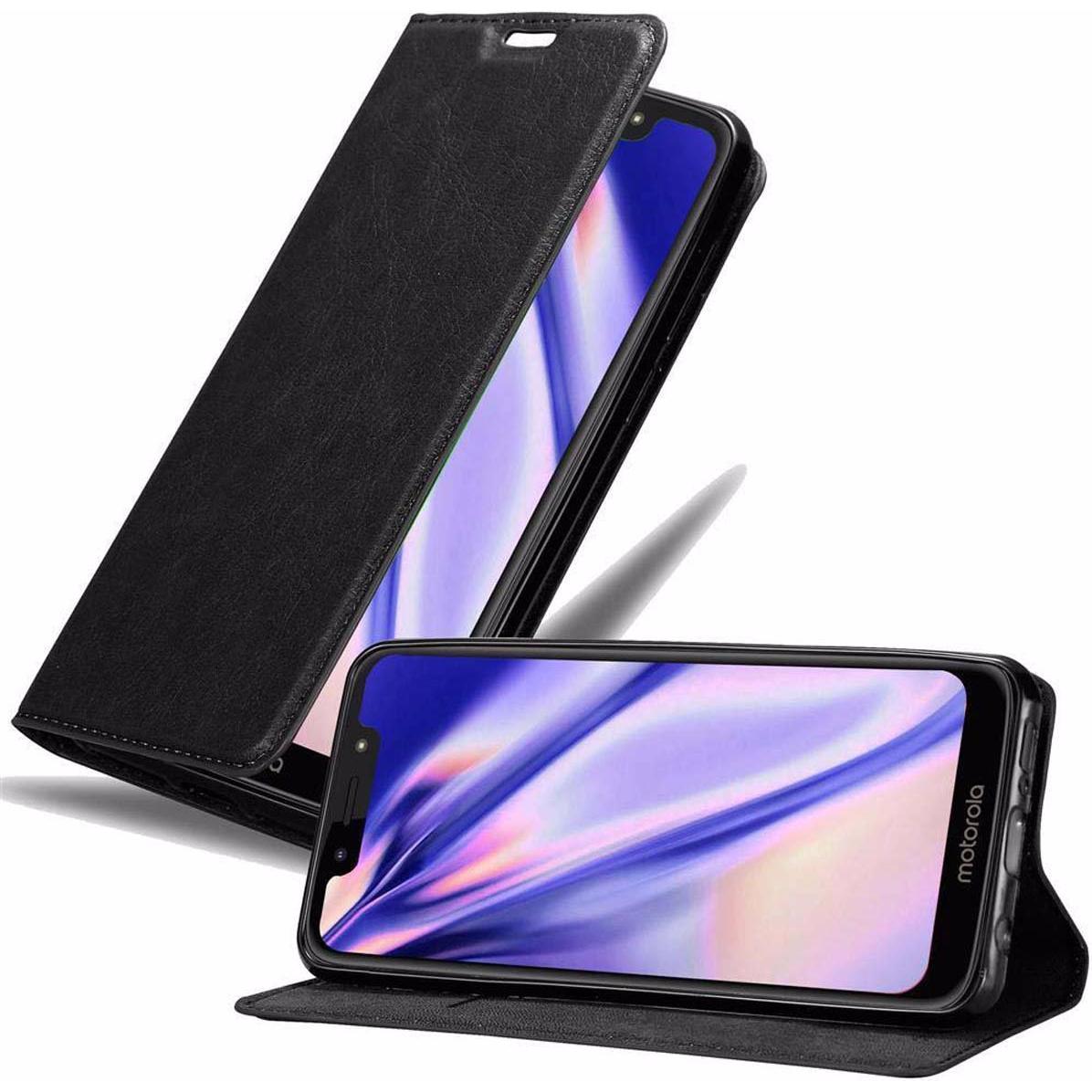 Cadorabo Book Invisible Magnet Cover (Motorola Moto G7 Play), Smartphone Hülle, Schwarz