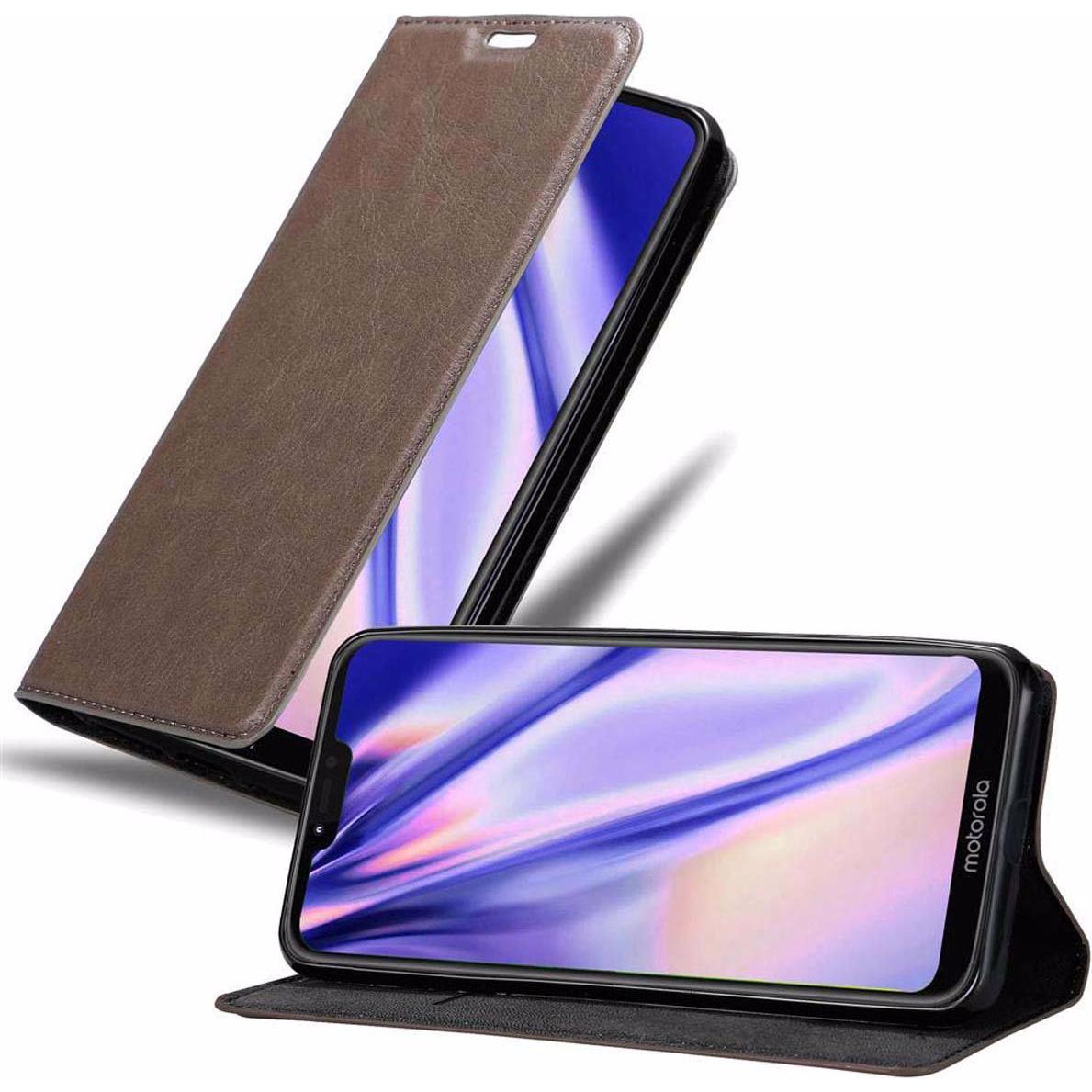Cadorabo Book Invisible Magnet Cover (Motorola Moto G7 Power), Smartphone Hülle, Braun