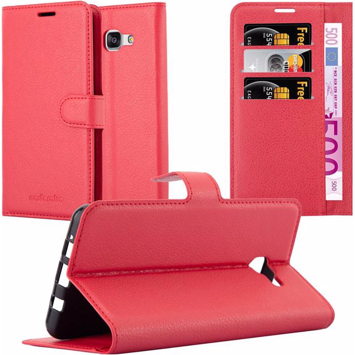 Thumbnail - Cadorabo Book mit Standfunktion Cover (Samsung Galaxy A7 (2016)), Smartphone Hülle, Rot