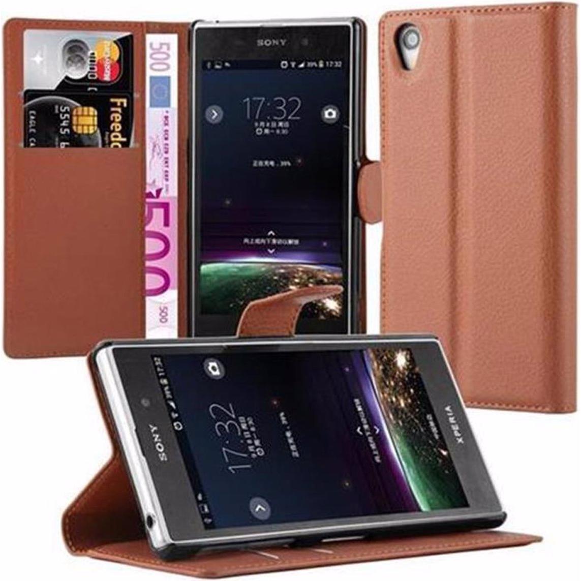 Cadorabo Book mit Standfunktion Cover (Sony Xperia Z1), Smartphone Hülle, Braun