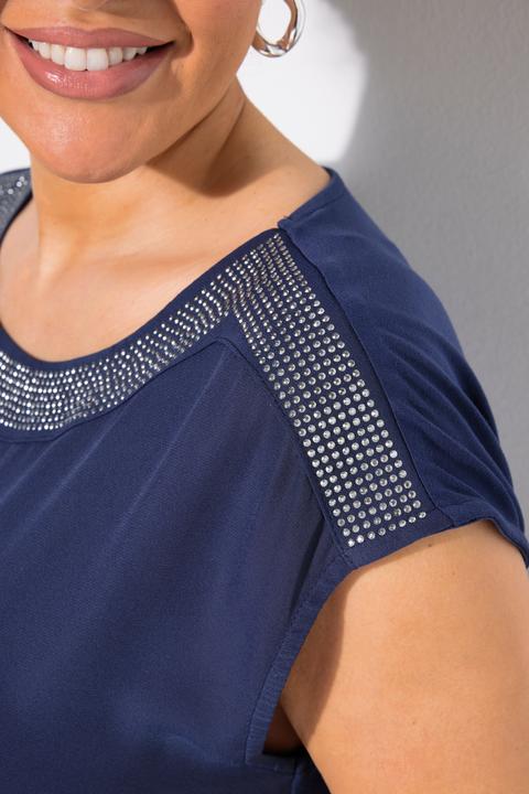 Produktbild Ulla Popken Shirt, Ziersteine, Rundhals, ärmellos, Materialmix (46, 48)