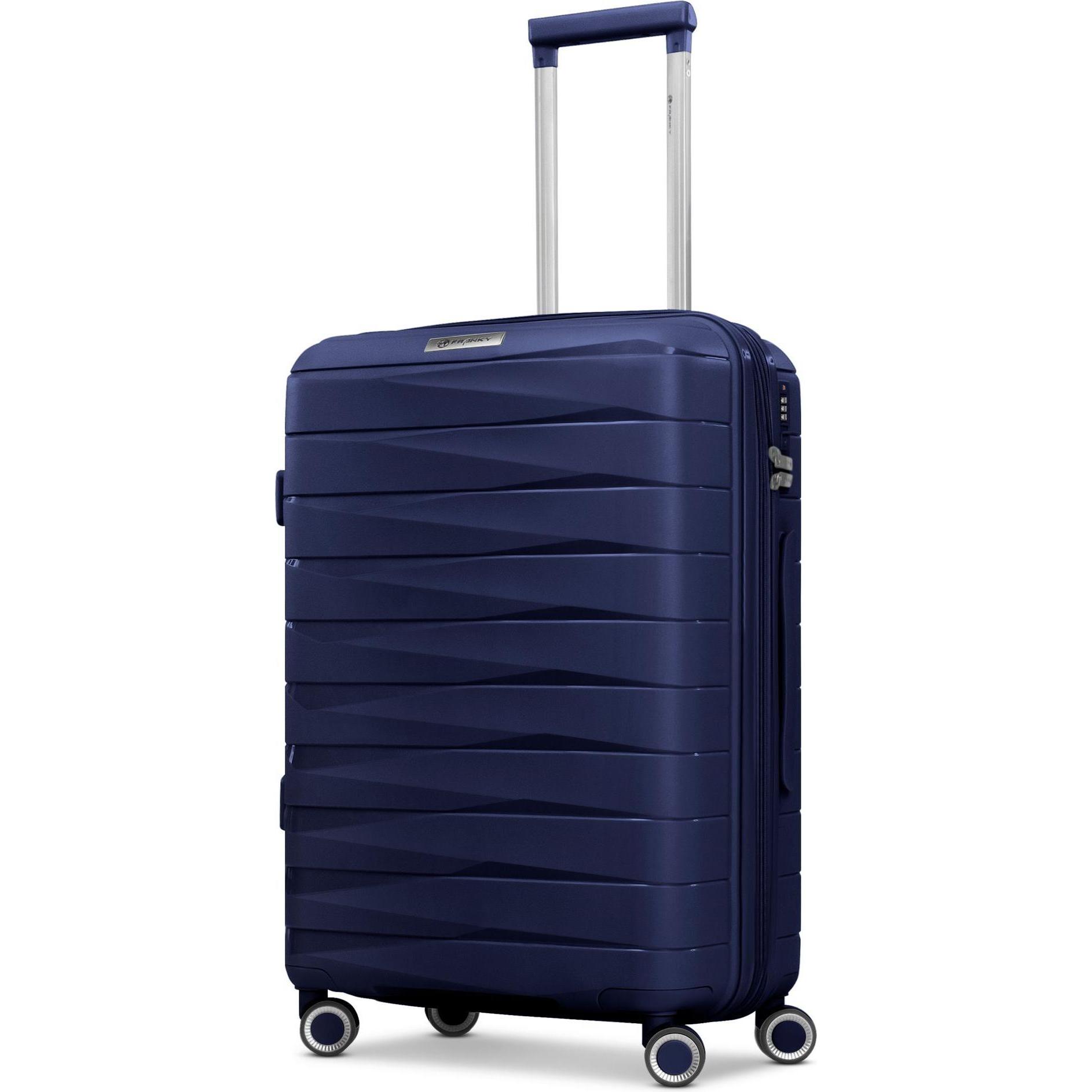 Franky, Koffer, London 4 Rollen Trolley M 42 cm mit Dehnfalte, Blau, (59 l, M (50 - 90l))