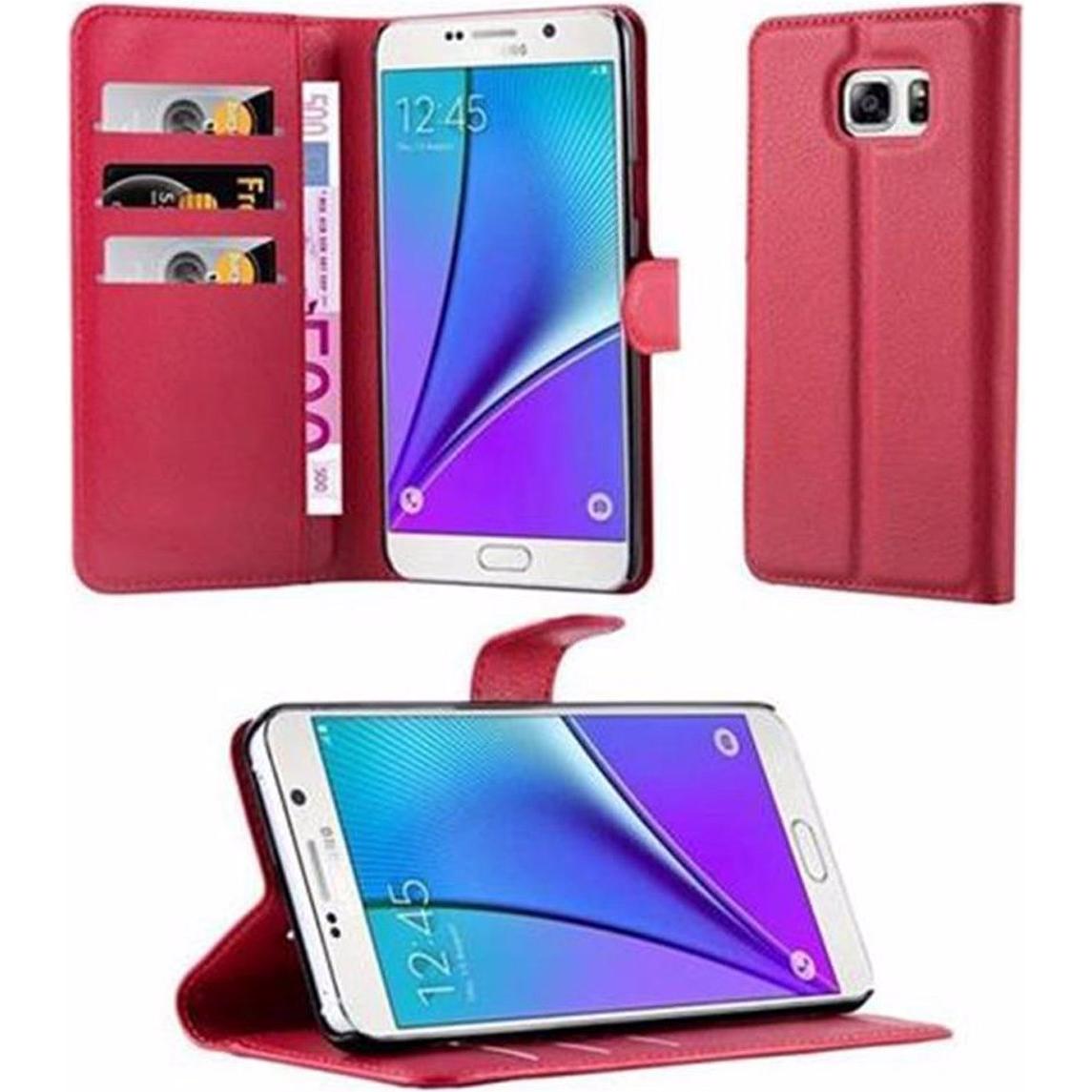 Cadorabo Book mit Standfunktion Cover (Samsung Galaxy Note 5), Smartphone Hülle, Rot