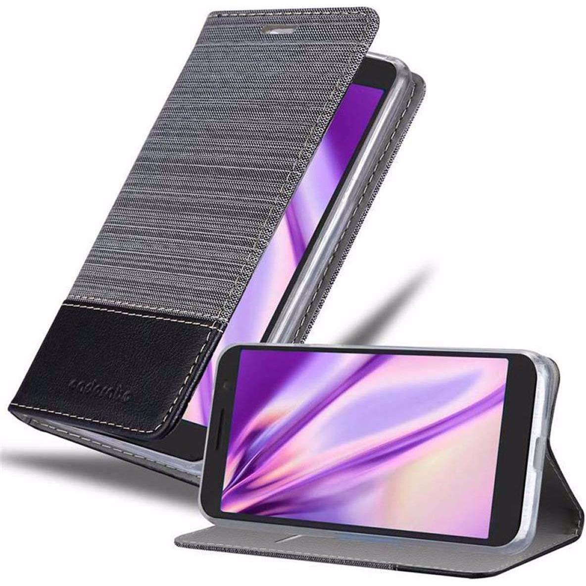 Thumbnail - Cadorabo Book Jeans Optik Cover (Alcatel 1), Smartphone Hülle, Grau