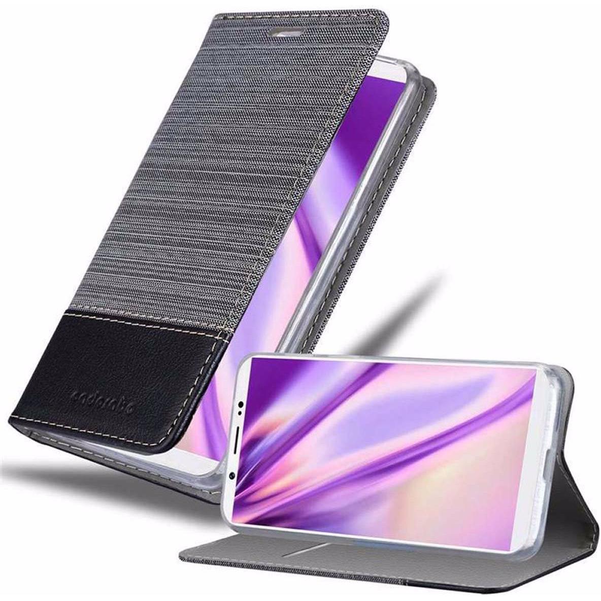 Cadorabo Book Jeans Optik Cover (Vivo V7 Plus), Smartphone Hülle, Grau