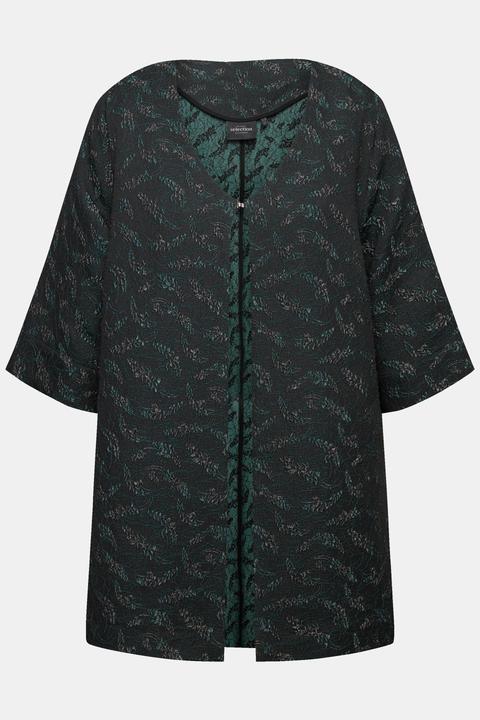 Actual product image Ulla Popken Leaf Jacquard Open Shape Jacket (54)