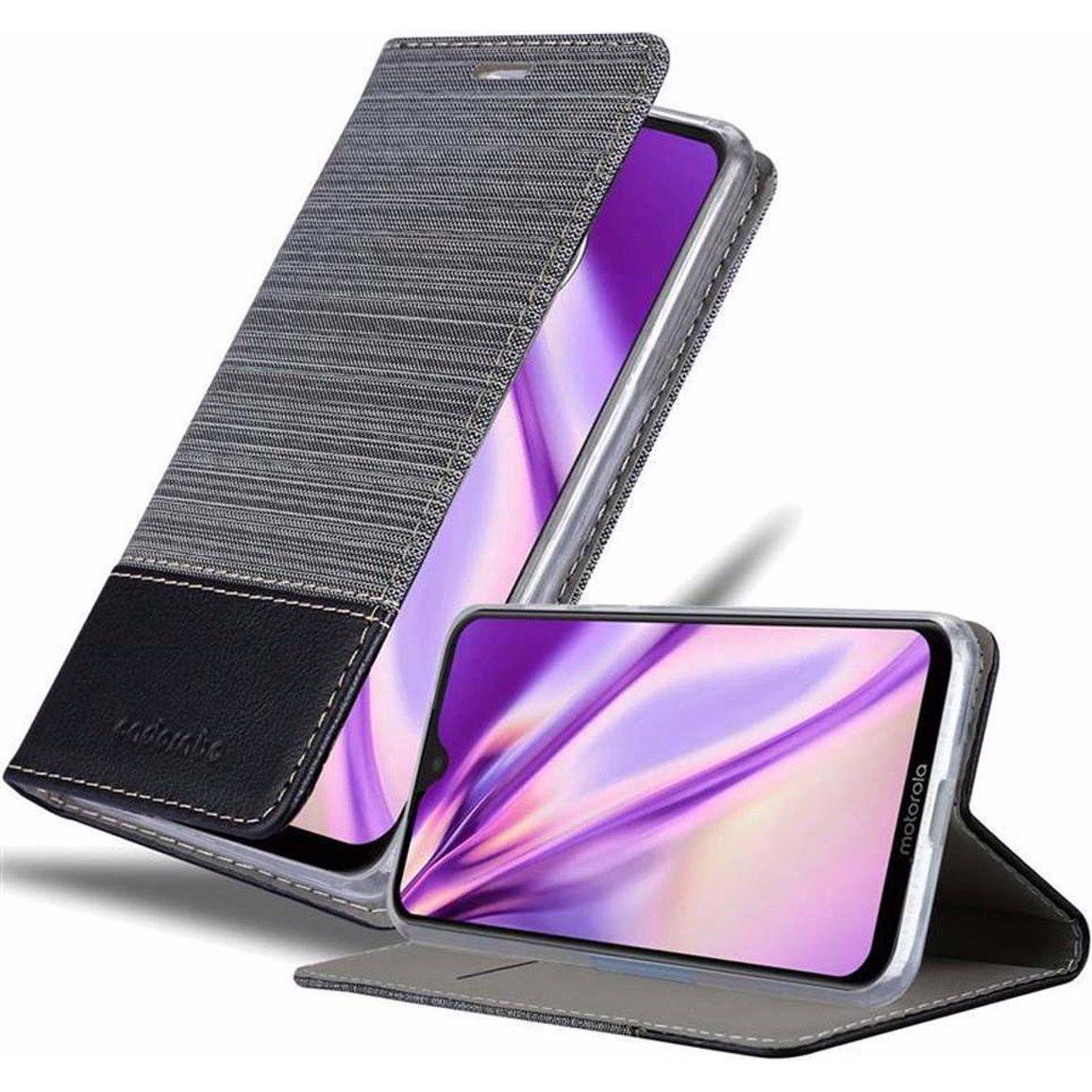 Cadorabo Book Jeans Optik Cover (Motorola Moto G7, Motorola Moto G7 Plus), Smartphone Hülle, Grau