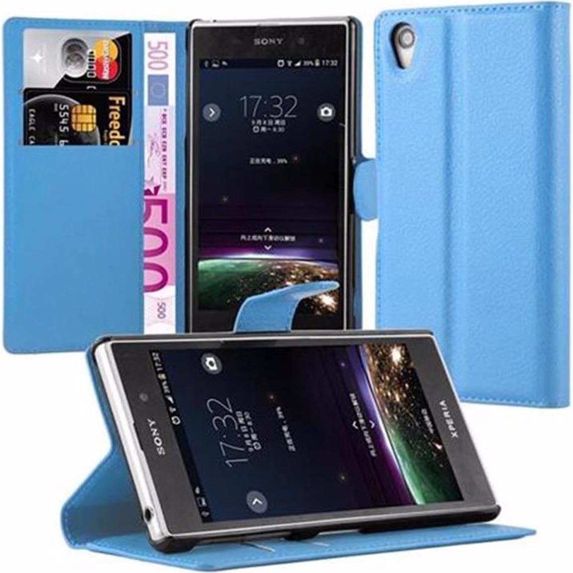 Cadorabo Book mit Standfunktion Cover (Sony Xperia Z1), Smartphone Hülle, Blau