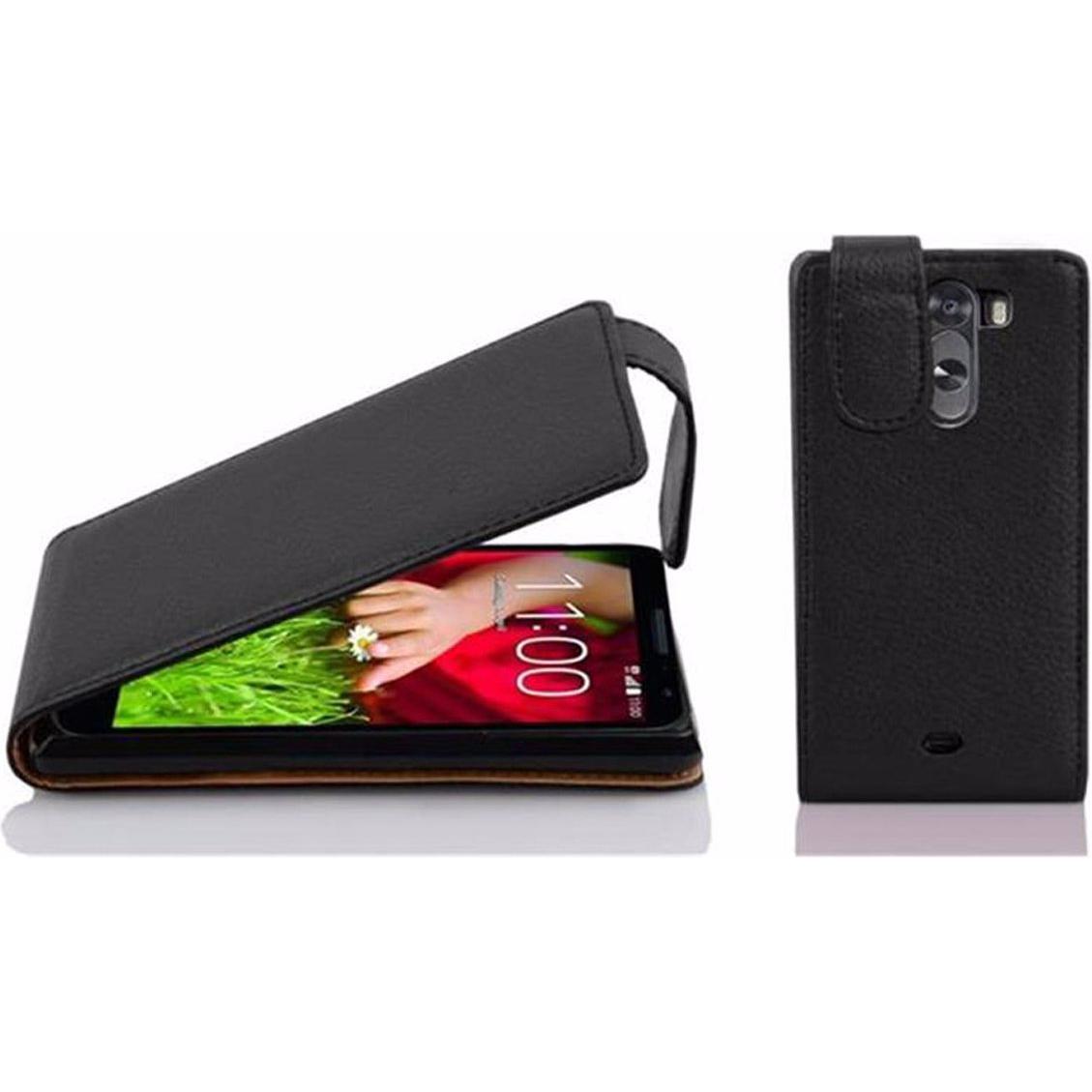 Cadorabo Flip mit Struktur Cover (LG G2 Mini), Smartphone Hülle, Schwarz