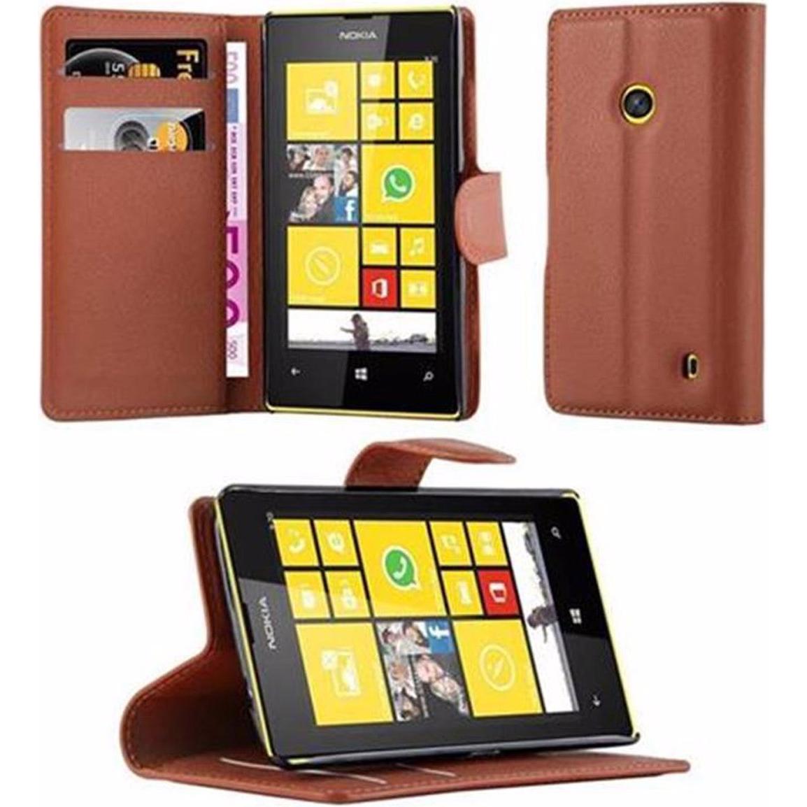 Cadorabo Book mit Standfunktion Cover (Nokia Lumia 520), Smartphone Hülle, Braun