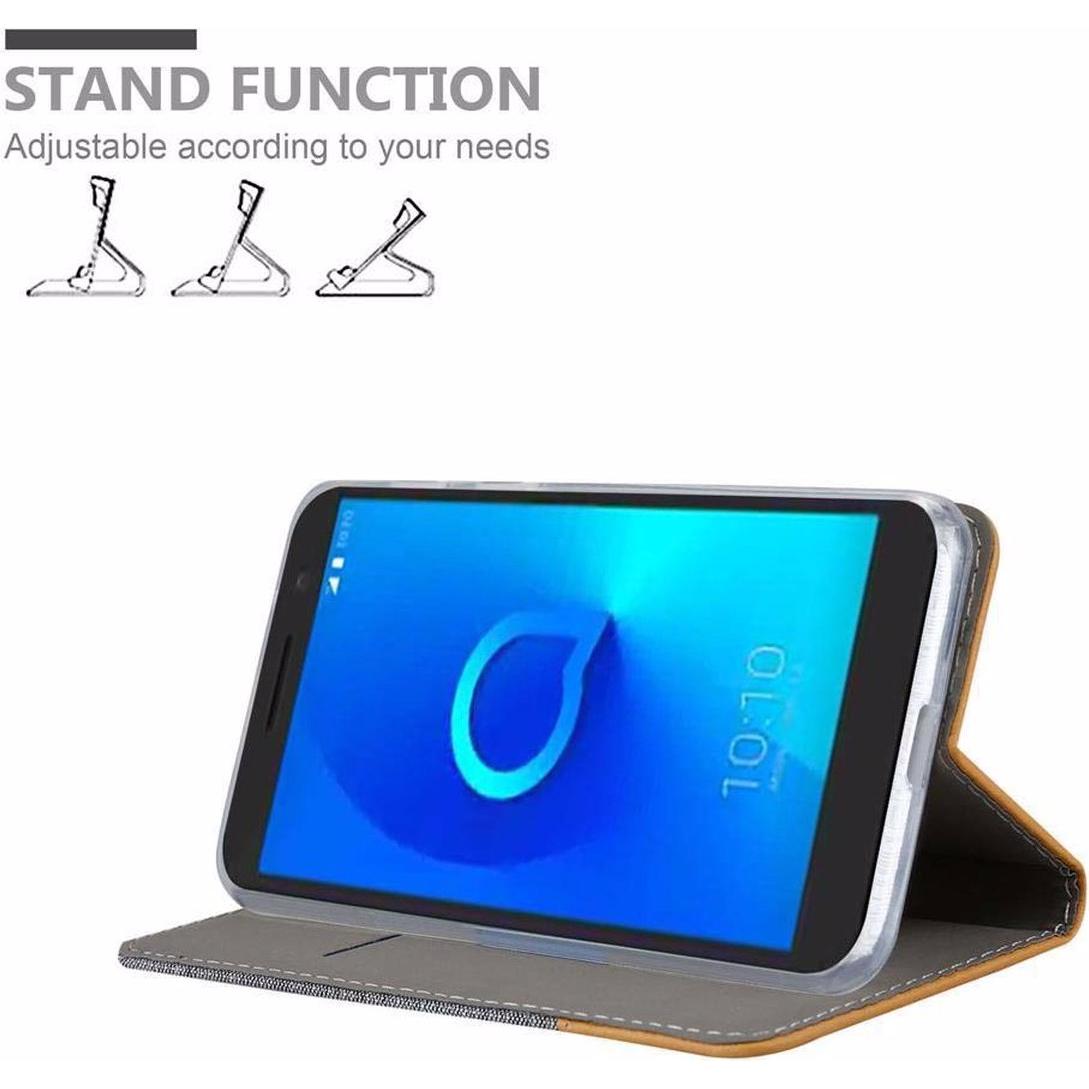 Thumbnail - Cadorabo Book Jeans Optik Cover (Alcatel 3), Smartphone Hülle, Grau