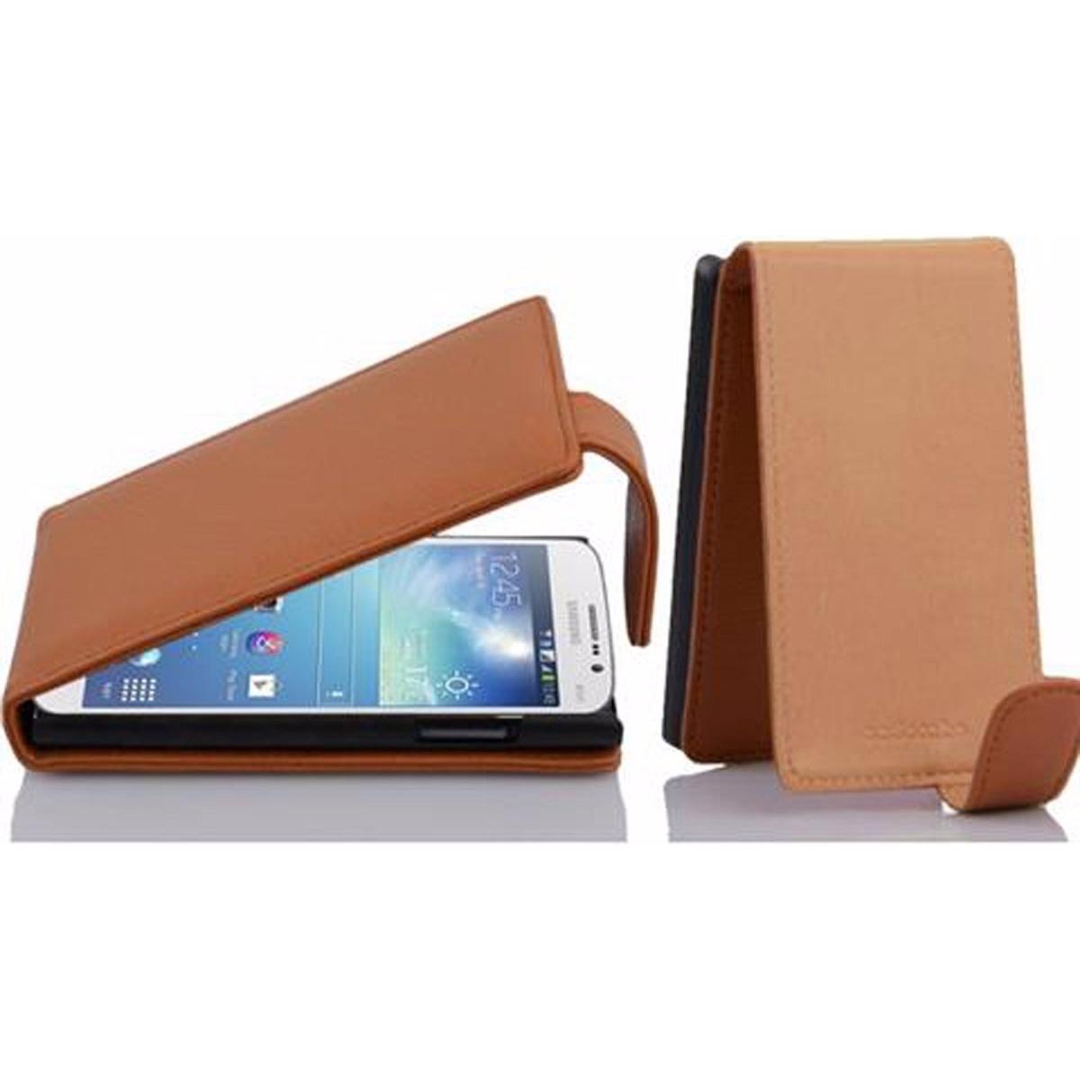 Cadorabo Flip mit Struktur Cover (Samsung Galaxy Mega 5.8), Smartphone Hülle, Braun