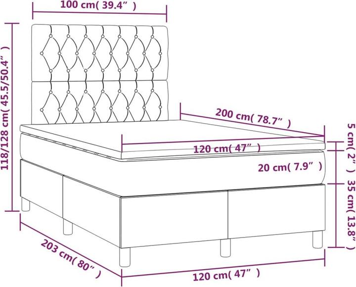 Image du produit vidaXL Boxspringbett (120 x 200 cm)