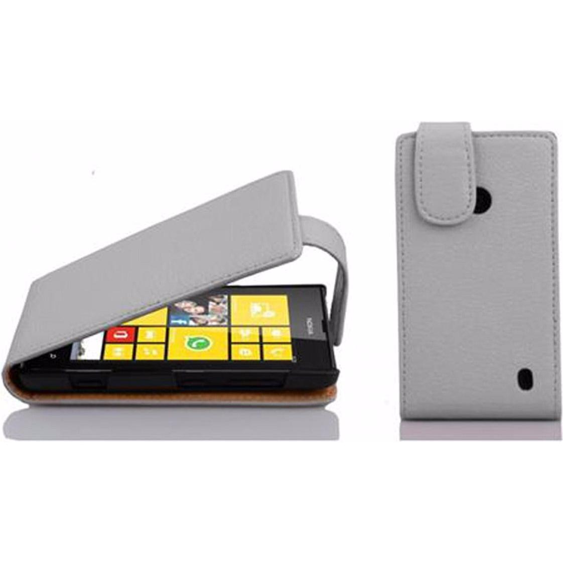 Cadorabo Flip mit Struktur Cover (Nokia Lumia 520), Smartphone Hülle, Weiss