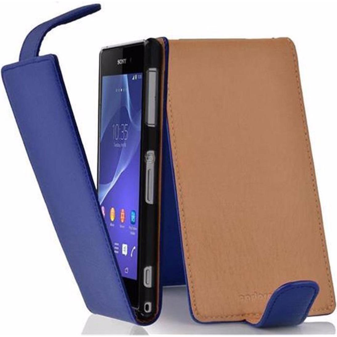 Cadorabo Flip mit Struktur Cover (Sony Xperia Z2), Smartphone Hülle, Blau