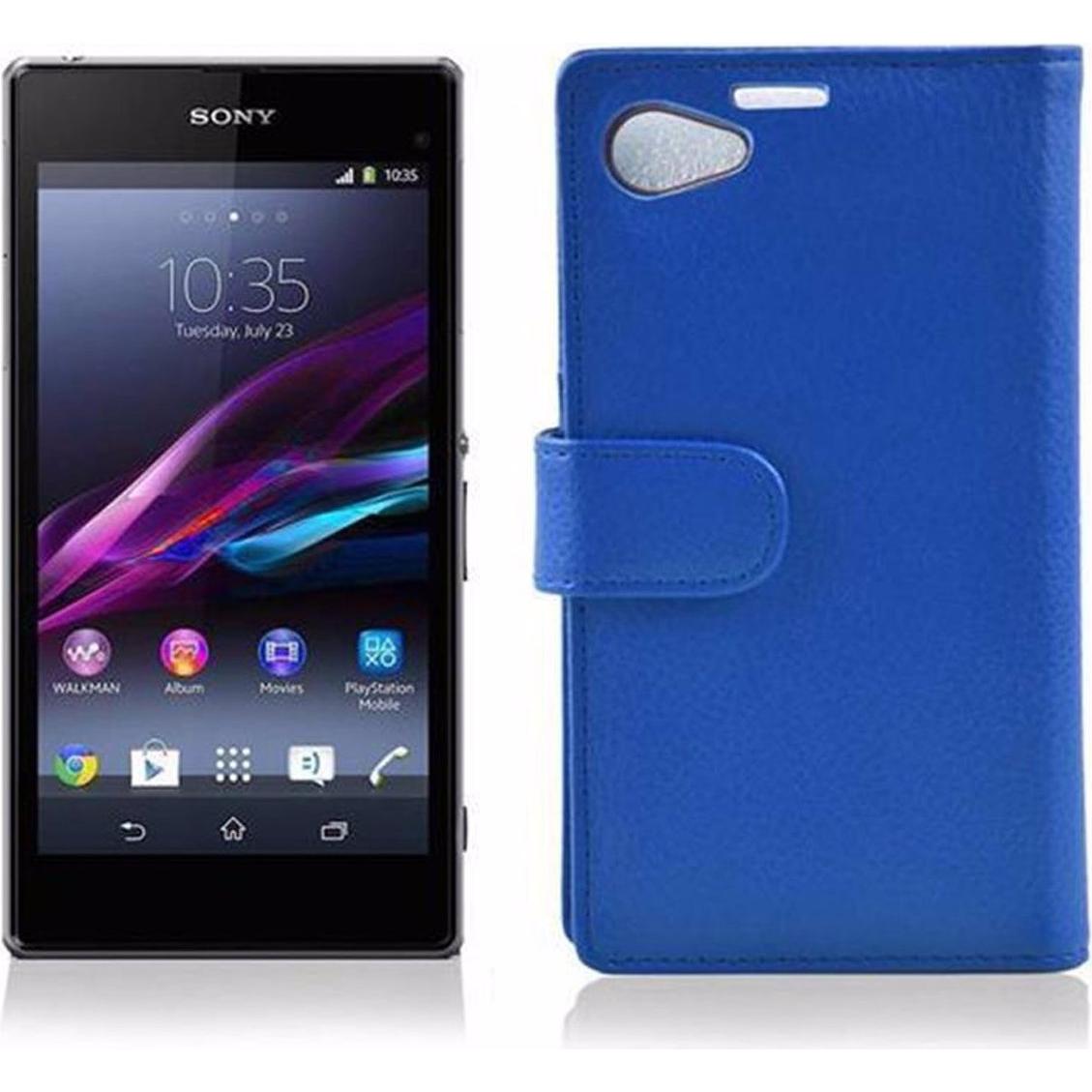 Thumbnail - Cadorabo Book mit Struktur Cover (Sony Xperia Z1 Compact), Smartphone Hülle, Blau