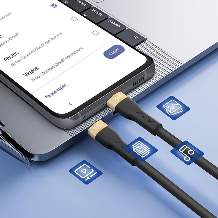 Produktbild 3MK HyperSilicone Cable USB-C/USB-C kabel 2m 100W Czarny/Black (2 m, USB 2.0, 100 W)