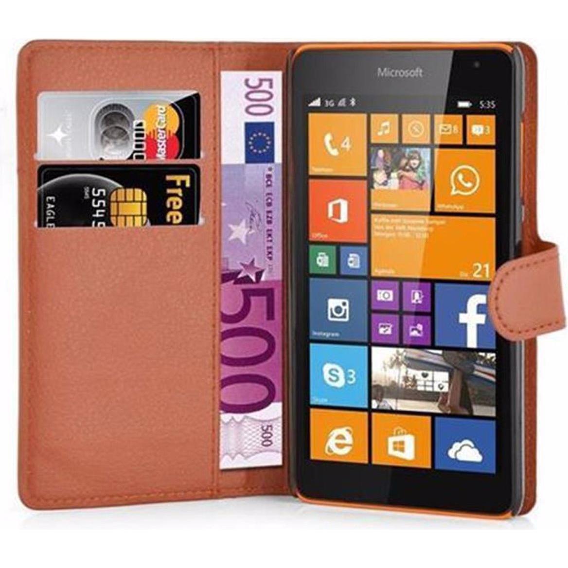 Thumbnail - Cadorabo Book mit Standfunktion Cover (Microsoft Lumia 535), Smartphone Hülle, Braun