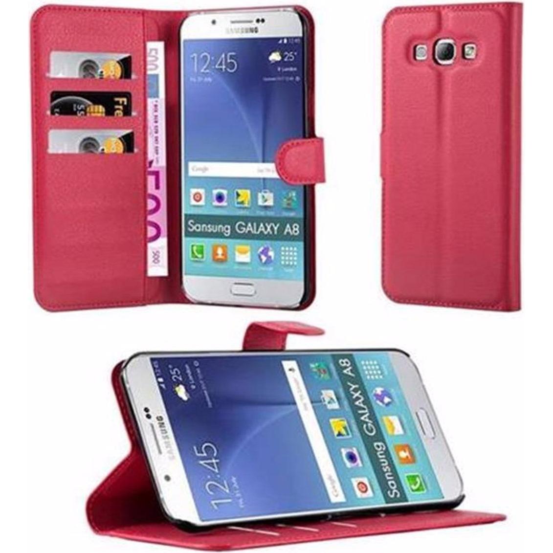 Cadorabo Book mit Standfunktion Cover (Samsung Galaxy A8 (2018)), Smartphone Hülle, Rot