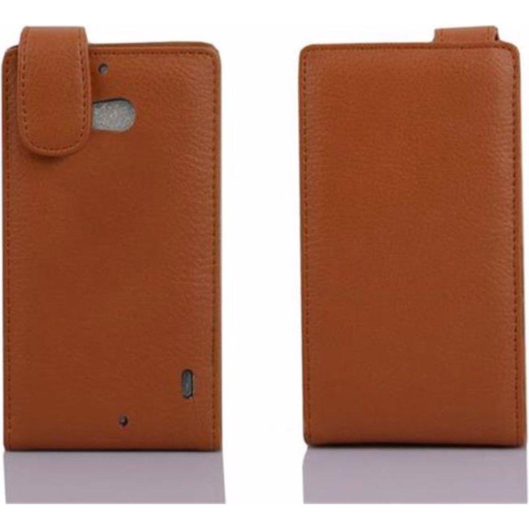 Cadorabo Flip mit Struktur Cover (Nokia Lumia 930, Nokia Lumia Icon 929), Smartphone Hülle, Braun