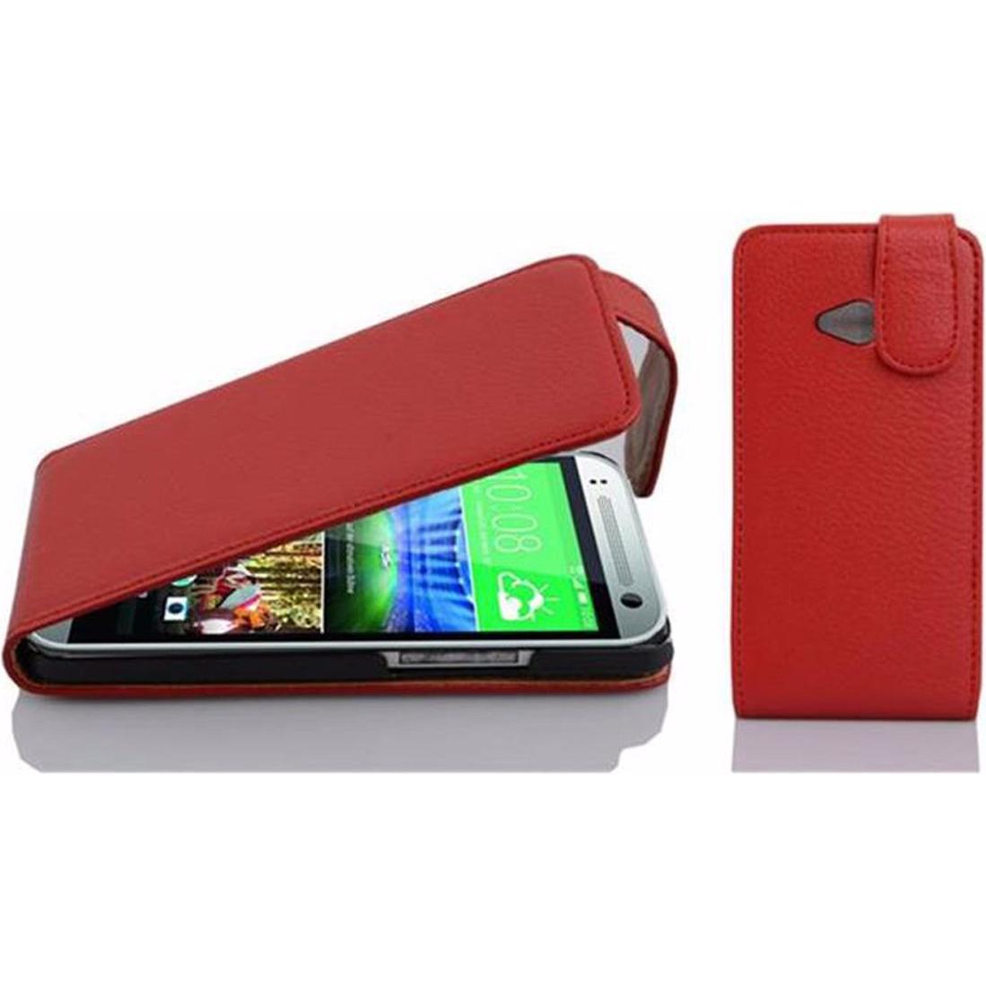 Cadorabo Flip mit Struktur Cover (HTC One Mini 2), Smartphone Hülle, Rot