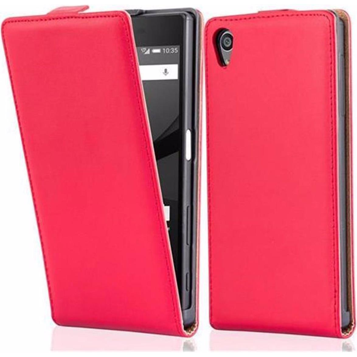 Cadorabo Flip Glatt Cover (Sony Xperia Z5), Smartphone Hülle, Rot