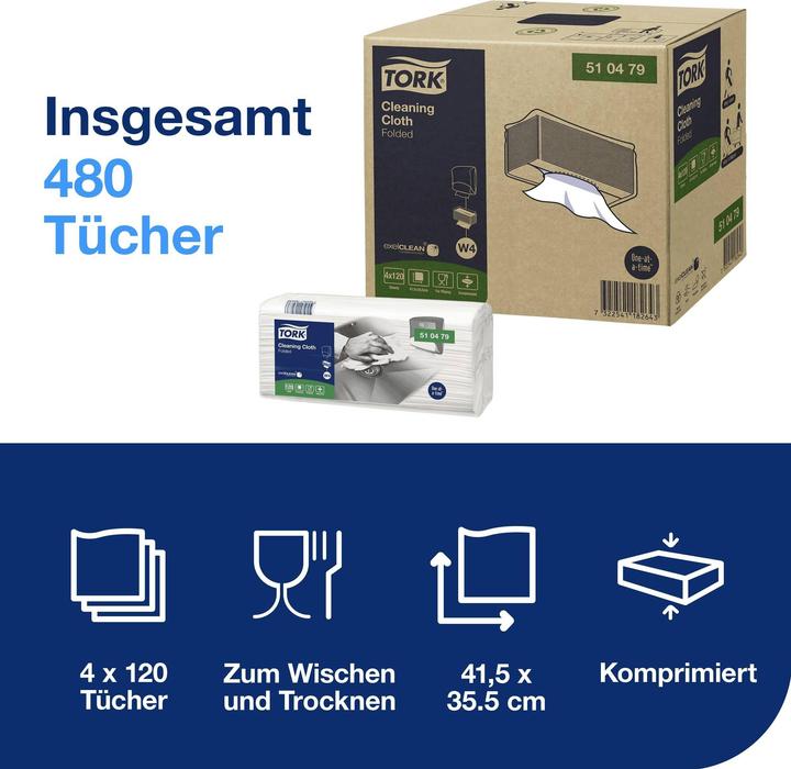 Productafbeelding Tork Reinigingsdoekjes W4l, 4 x 120 doekjes (120 Pcs.)